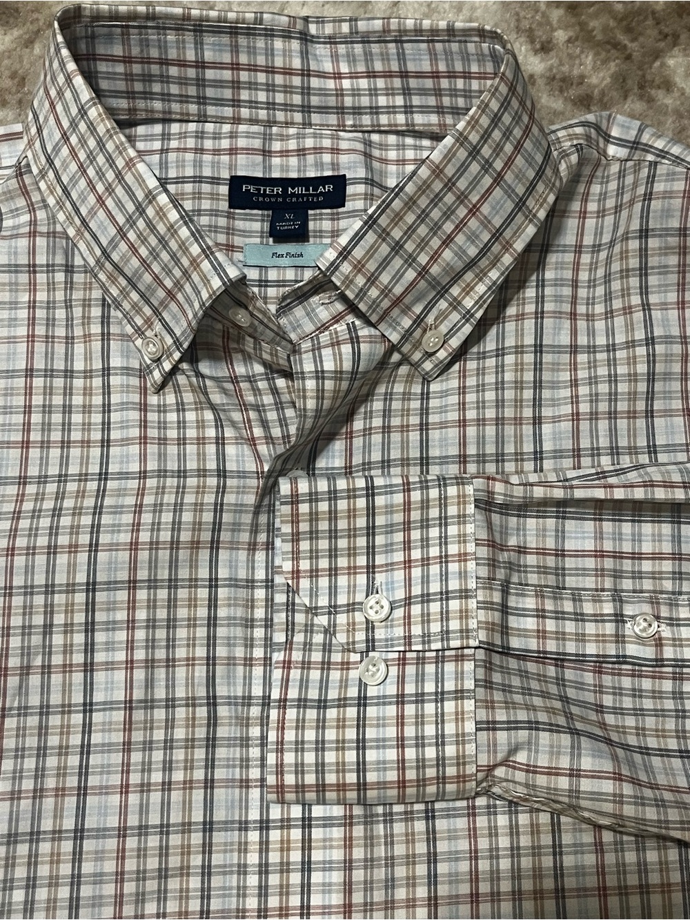 NWT Peter Millar Crown Crafted Flex Finish Plaid Sport Shirt Mens XL MF25XW13LTD